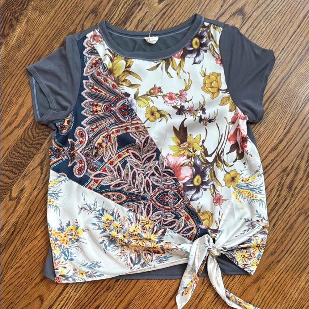Yellow Asymmetrical Tie-Front Short Sleeve Tee - Anthropologie